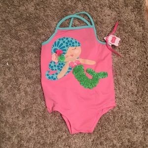 Mud Pie pink mermaid bathing suit, NEW